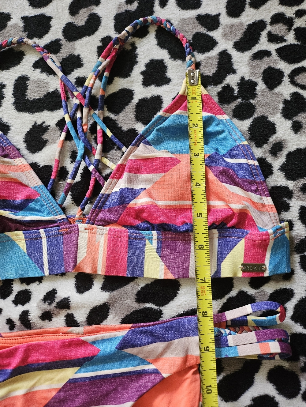 Y2K Roxy Colorful Vintage Triangle Bikini 2 pc 2000s Women's size Small Swim - Picture 10 of 10